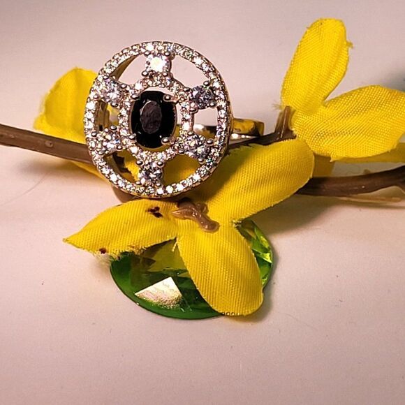 Elite New .925 Sterling Silver Sapphire & AAA Grade Australian CZ Ring Size 8 - Picture 8 of 11